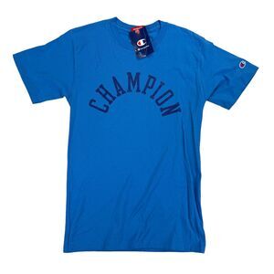 Champion Mens Standard Fit Logo Graphic Short Sleeve T-Shirt Blue S